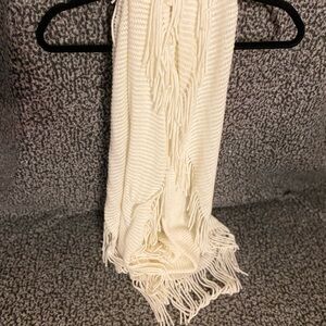 Women's Cream Fringe Knit Scarf Wrap
